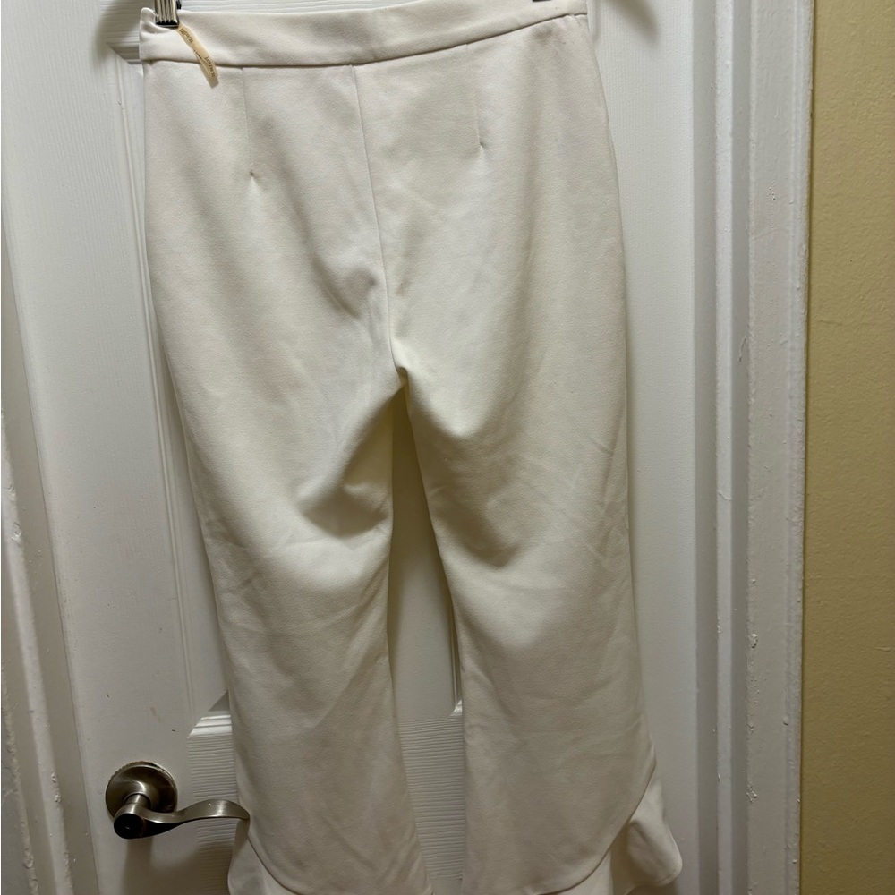 White Lucy Paris pants ruffle bottom